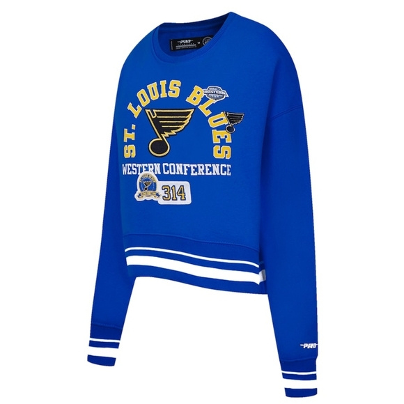 Pro Standard St. Louis Blues royal blue cropped pullover Sweatshirt top M nwt - Picture 2 of 8